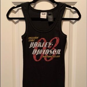 Cute Harley Davidson tank top with rhinestones
